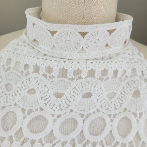 NWT Boho Factory White Crochet Halter Neck Mini Dress Size XL Beachy Boho Indie - Picture 6 of 13